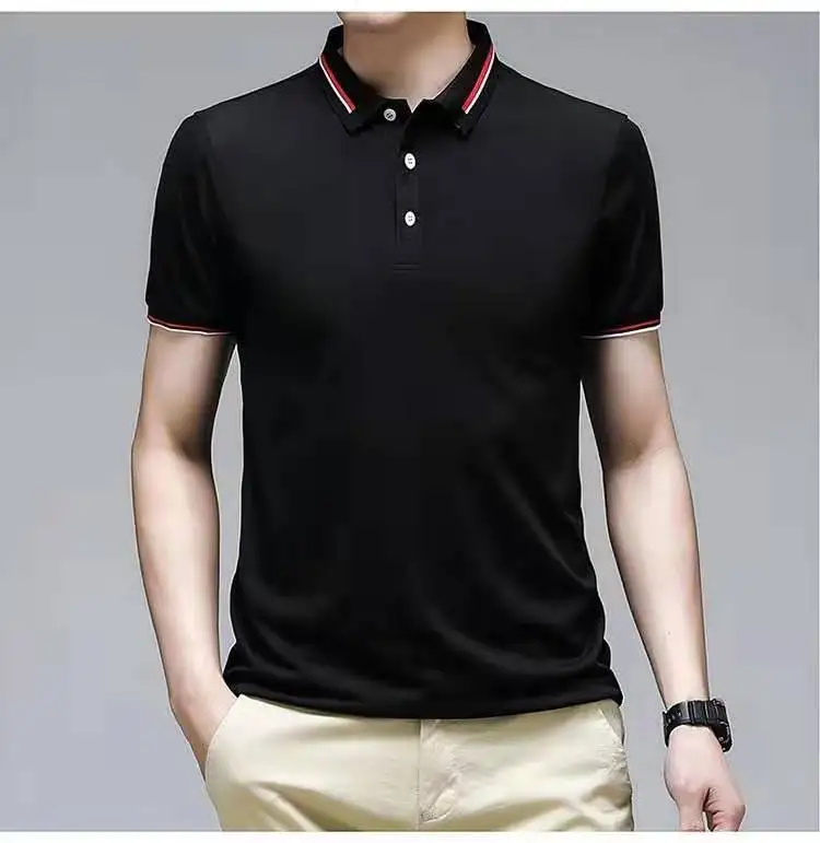 

Рубашка-поло мужская однотонная, модная Повседневная блуза с короткими рукавами, приталенный лацкан, брендовая Деловая одежда, лето 2022