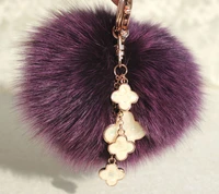 10cm fluffy pompom flower genuine real fox fur pom pom keychain fur ball key chain car women bag charm accessories pendants