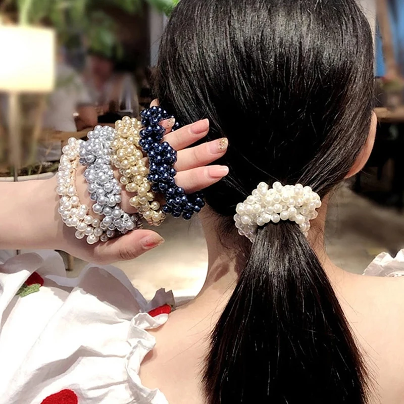 

Ladies Elegant Faux Pearl Headband Elastic Beaded Headband Hair Accessories
