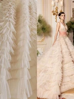 pleated tulle fabric crushed mesh cake lace frilled gauze creased for wedding dressphotography prop backdropbridalcake tutu