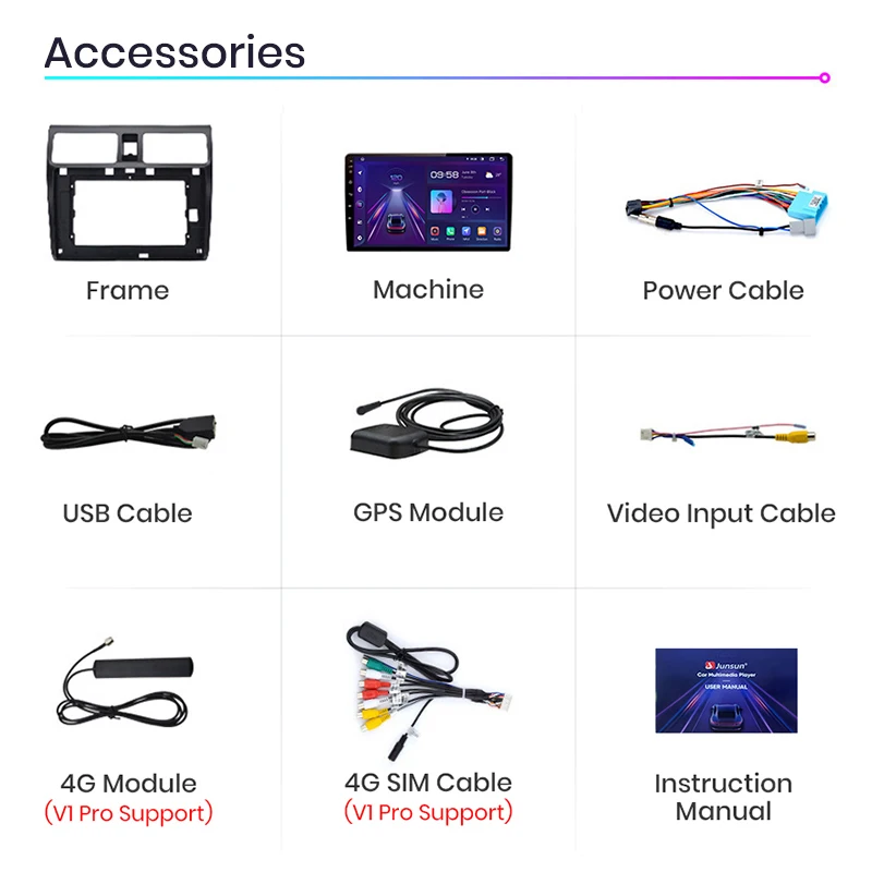 Junsun V1pro Беспроводной CarPlay автомагнитола Android Auto Аудио для авто мультимедиа
