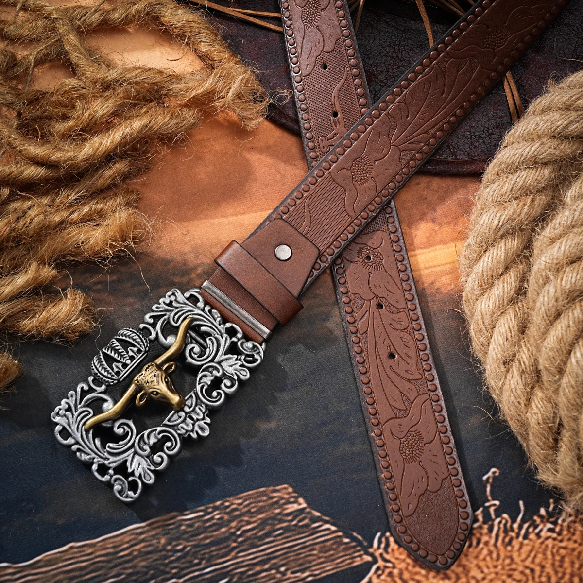 Ремни Унисекс В Западном Ковбойском Стиле Винтажный Ремень Из Искусственной