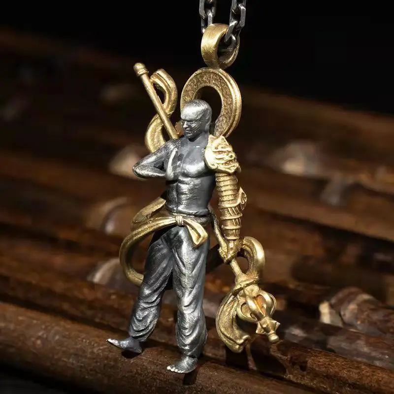 

New retro fighting over Buddha pendant monkey necklace male domineering personality jewelry accessories