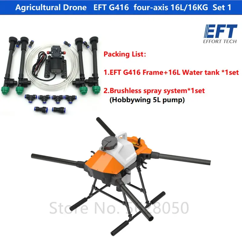 

EFT-G416 Agricultural Professional Drone Rack Kit 4-axis 16KG T12 H12 VD32 5L 8L Brushless Spraying System X9 Power Pack