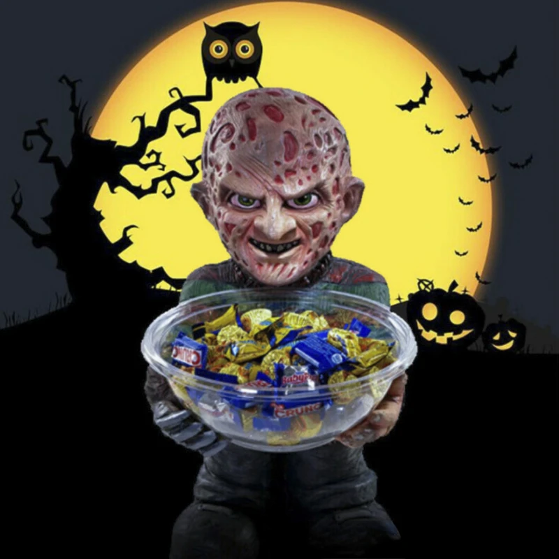 

Halloween Horror Movie Gnomes Movie Dwarf Statue Resin Nightmare Gnome Figurine with Candy Bowl Holder Halloween Home Decoration