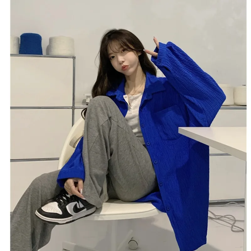 Уличная одежда повседневные рубашки с длинным рукавом Женская весенне-осенняя