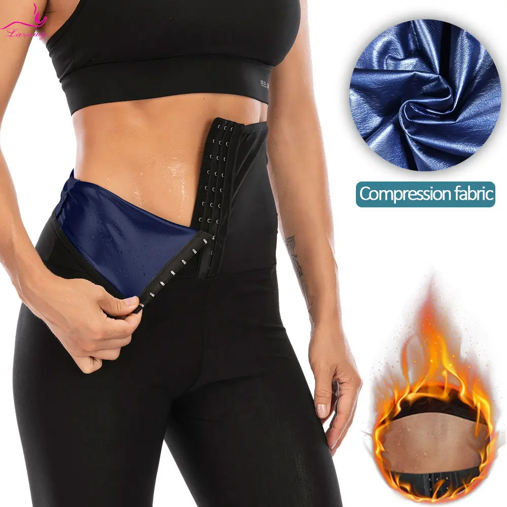 LAZAWG Sauna Pants for Women Weight Loss Waist Trainer Sweat Leggings Slimming Belly Tight Trousers Body Shaper Fitness