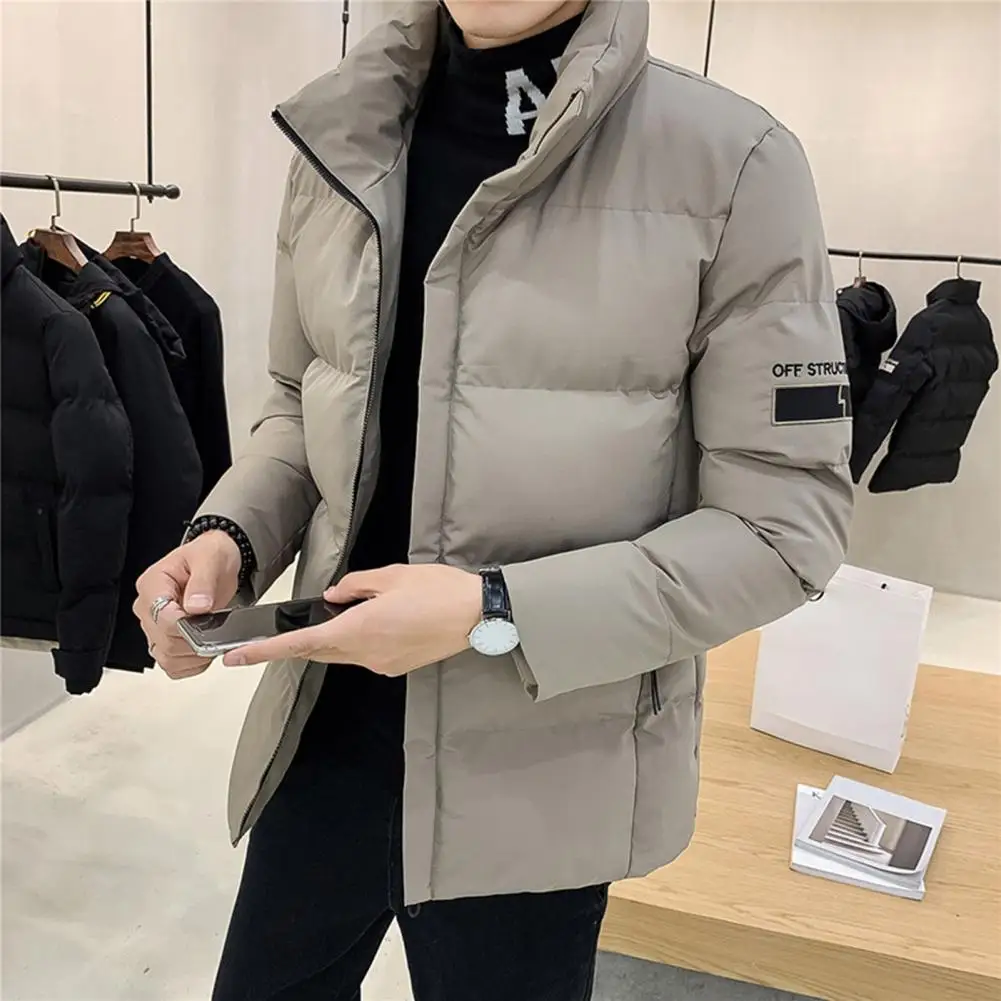 Trendy Men Jacket Cotton Padded Washable 3D Cutting Zipper Jacket  Korean Style Men Coat for Daily  Wear