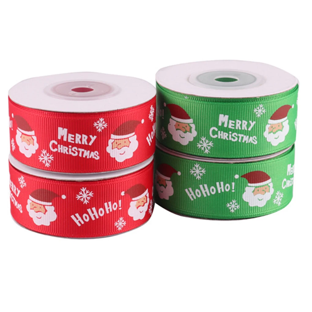 25 мм Рождественская лента 10 ярдов печатные ленты в рубчик для новогодней елки