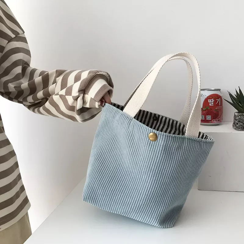 for Women 2021 Corduroy HandBags Reusable Lunch Bags Casual Tote Female Handbag for A Certain Number of Dropshipping