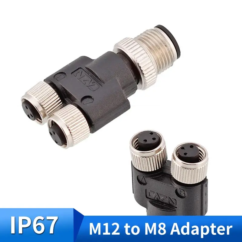 

Переходник M12-M8, 3 контакта, 4 контакта, авиационный штекер M12/M8 штекер-гнездо, водонепроницаемый металлический экранированный разъем M12-M8