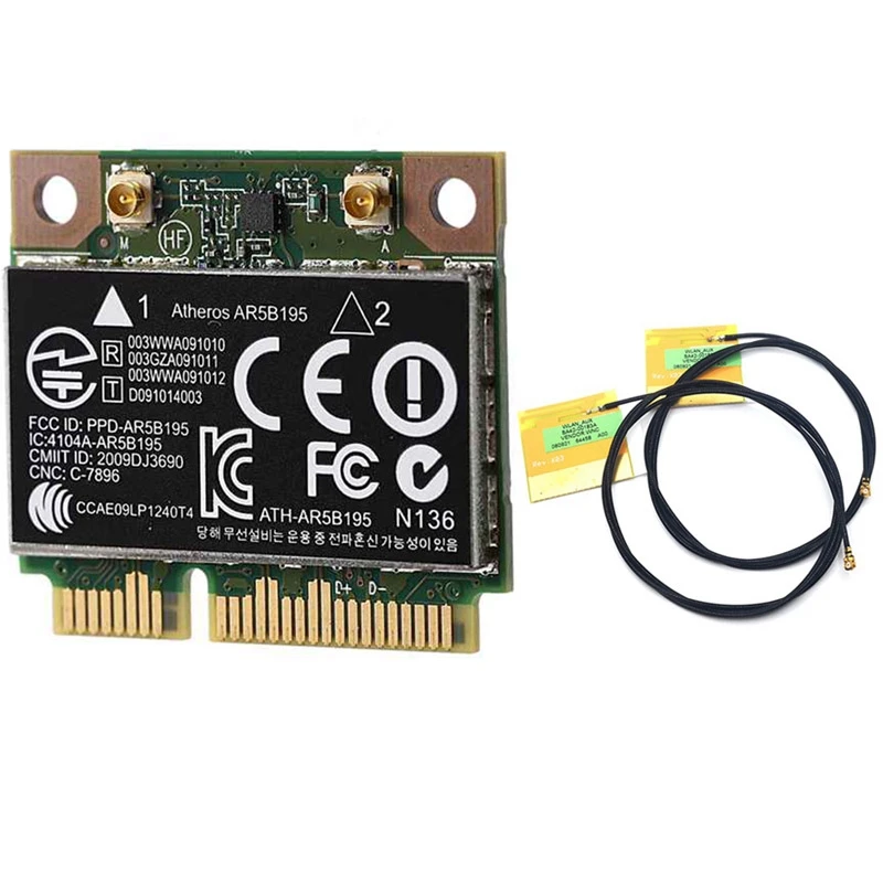 

AR9285 AR5B195 150M+BT3.0 Half Mini PCI-E Wireless Card SPS,593127-001 592775-001 For 431 430 435 436 4530S 2 Antenna