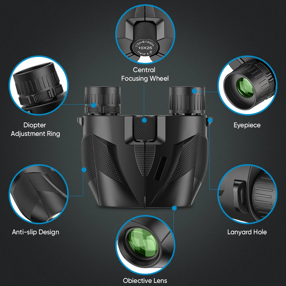 APEXEL Professional Binoculars 10X25 With BAK4 Prism High Powered Zoom Binocular Portable Hunting Telescope For Sports Travel