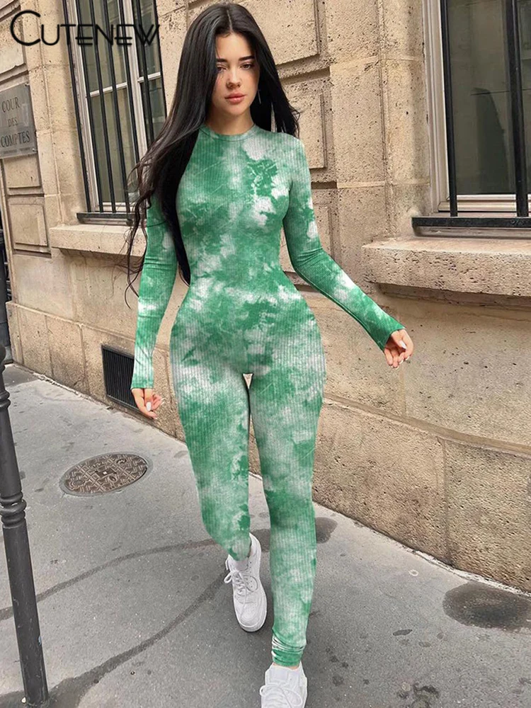 Cutenew базовые комбинезоны с принтом женская мода привлекательный Осенний