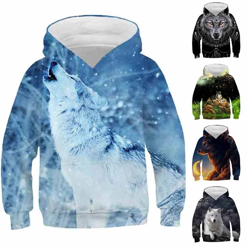 

2023 Animal Printing Long Sleeve Boys' Animal Print Top Little Boy Round Neck Basic Pullover Hooded Long Sleeve Autumn Sweater