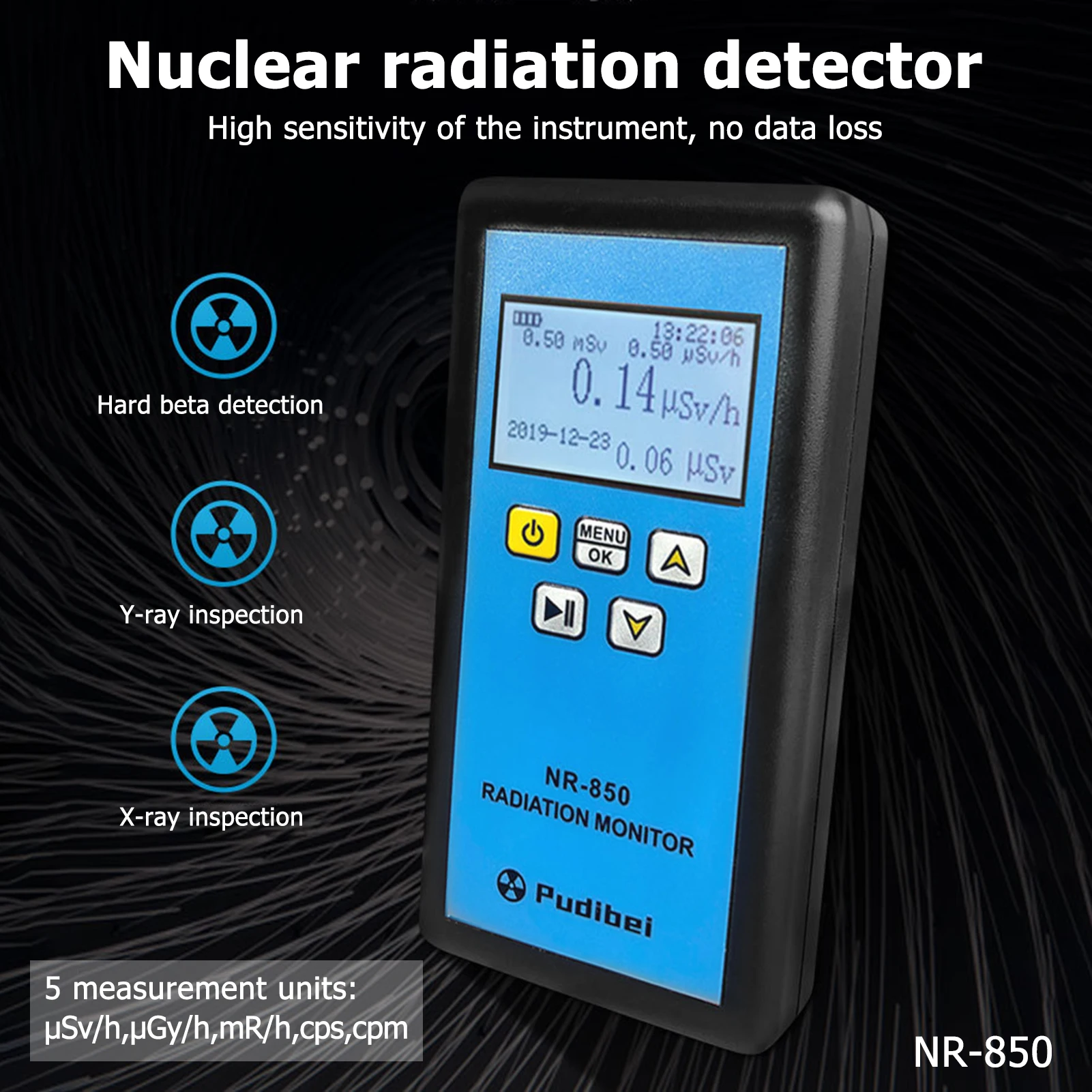 

Счетчик Гейгера, детектор ядерного излучения, персональный ЖК-тестер излучения, бета-гамма, рентгеновский регистратор данных, рекордер в ре...