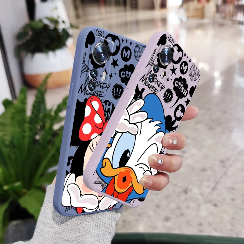 

Cute Couple Donald Duck Mickey For Xiaomi Mi 12S 12 12X 11i 11T 11 10 10S 10T 9 Pro Lite Ultra 5G Liquid Rope TPU Phone Case