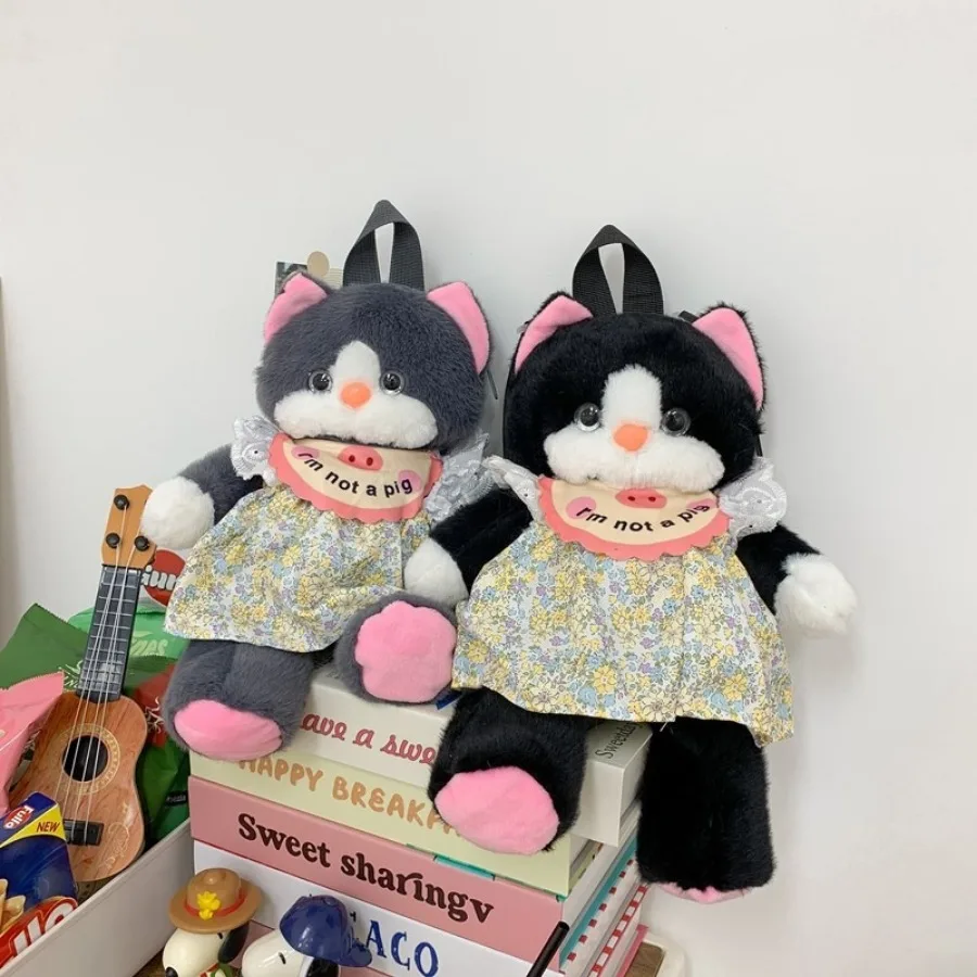 Kawaii Cat плюшевый рюкзак моделирование черный кот плюшевая игрушка кукла женская