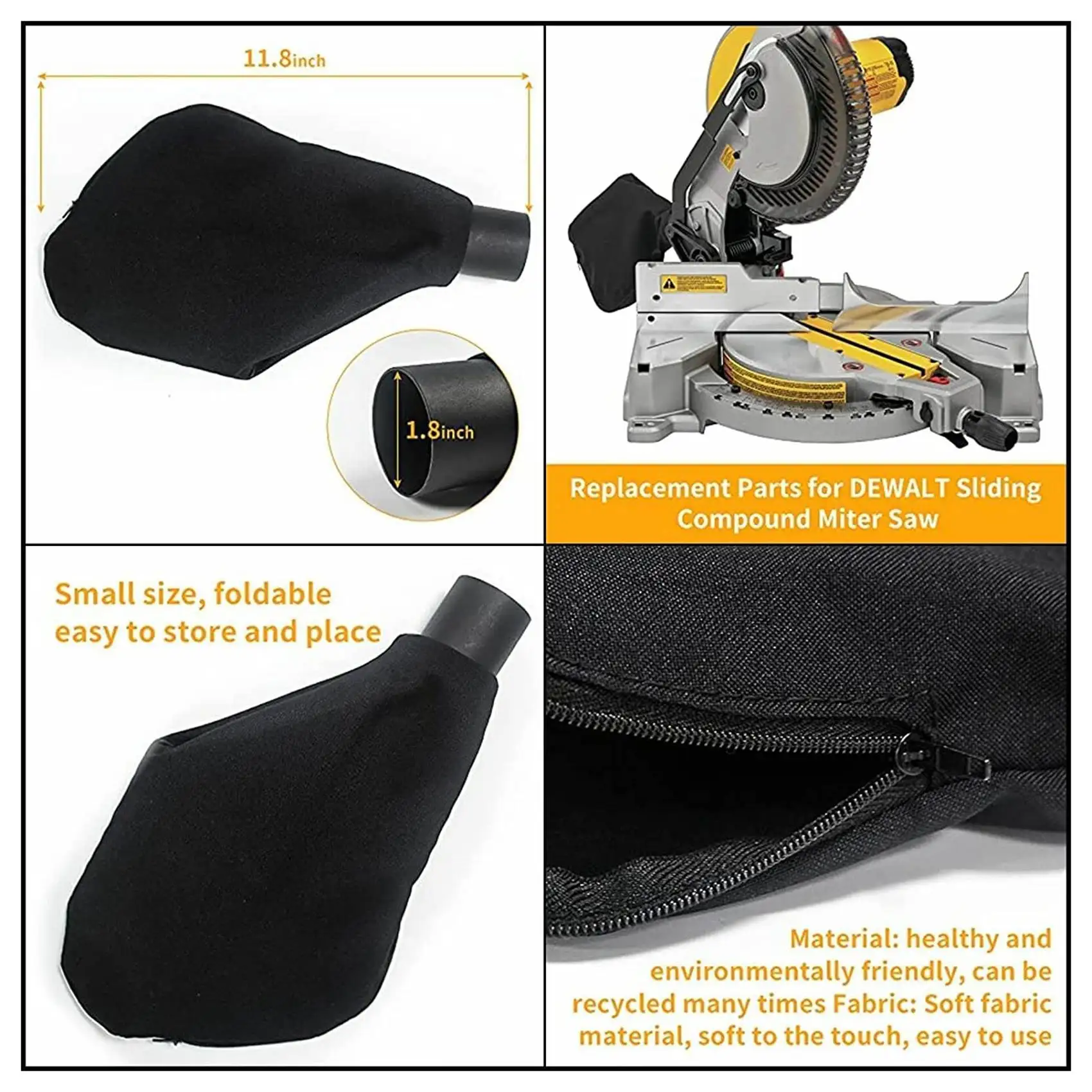 Фото A67I Мешок для пыли для торцовочной пилы N 126162   Для Dewalt DCS361B DCS361M1 DW713 DW713-AR DW715 DW716 DW716XPS DWS782 DWS780 №5