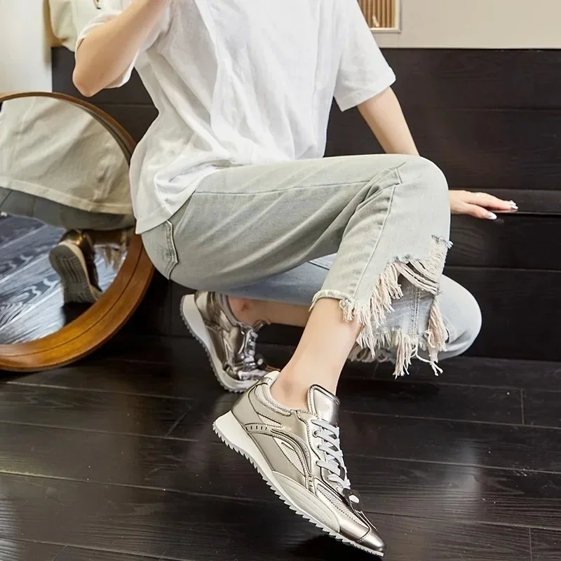 Женские кроссовки с острым носком повседневная обувь на платформе немецкие