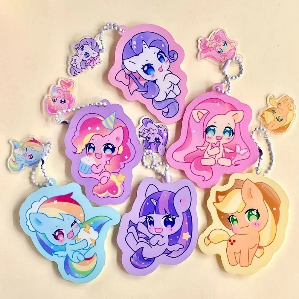 Kawaii My Little Pony аниме двухсторонний акриловый кулон мультфильм детский рюкзак