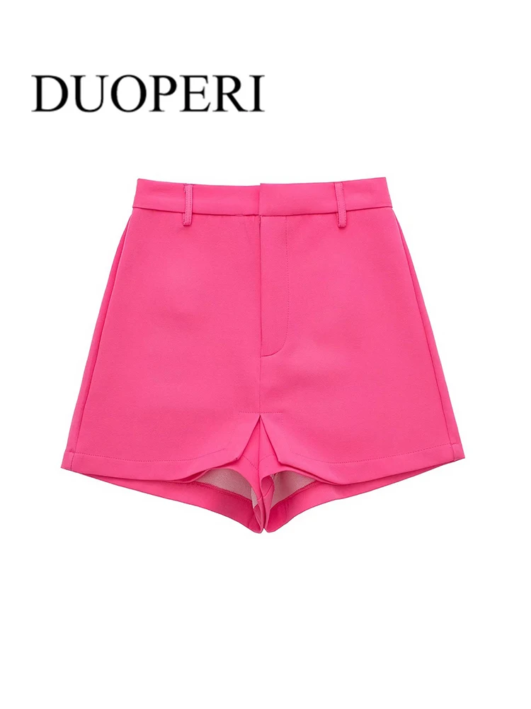 

DUOPERI Women Fashion Skirt Shorts High Waist Vintage Zipper Fly Female Trousers Mujer Chic Outfits