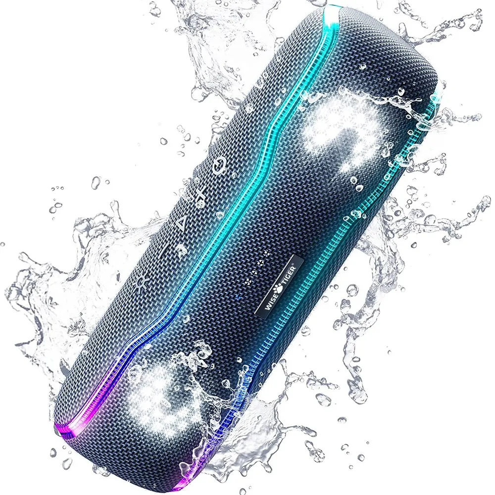 

shuangji Speaker Outdoor Portable IPX7 Waterproof Sound Box BT5.3 Louderspeaker Stereo with 25W Colorful Light Surround Speaker