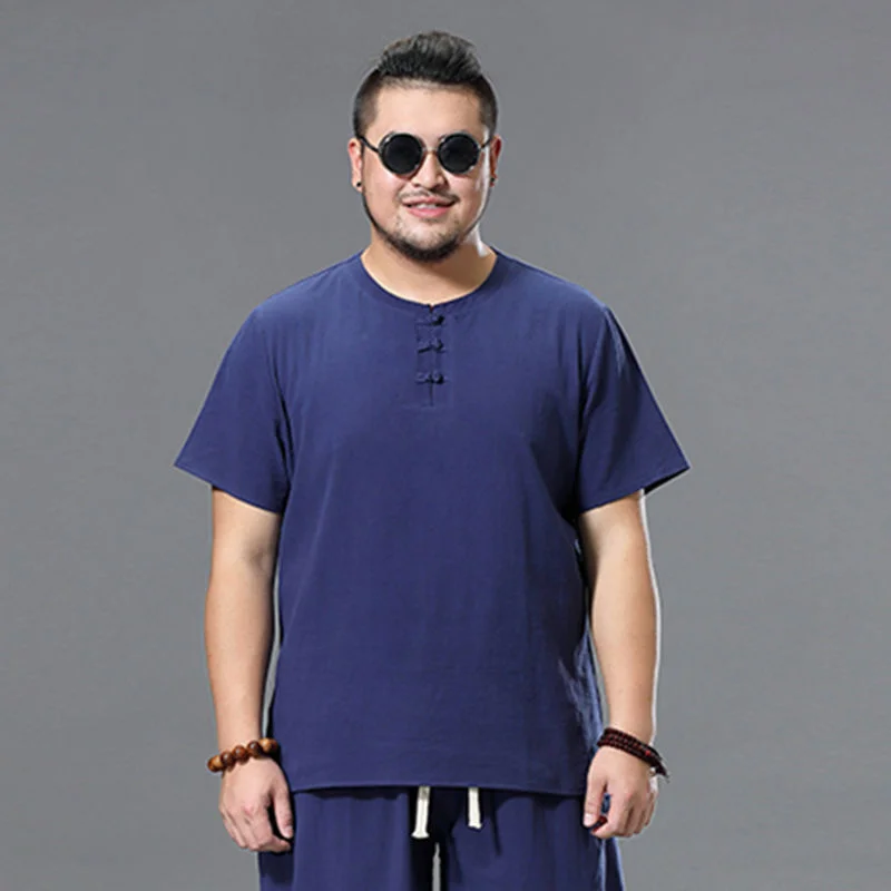 

Linen Shirts Men New Summer Casual Cotton Short Sleeve Oversize Big Size Large 9xl 8XL Plus 7XL 6xl O Neck Male Chinese Shirts