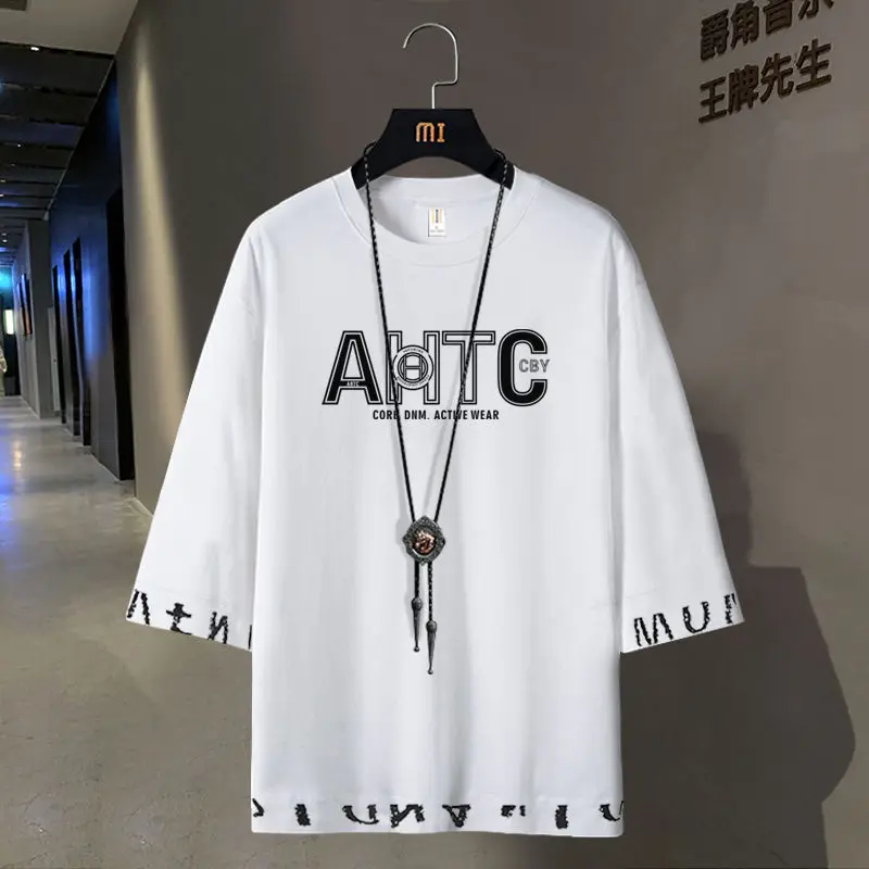 2023 New Men's Suit Short Sleeve T-shirt Men's Korean Fashion Loose Summer Wear Ins Fashion Brand Casual Top Men's Clothing