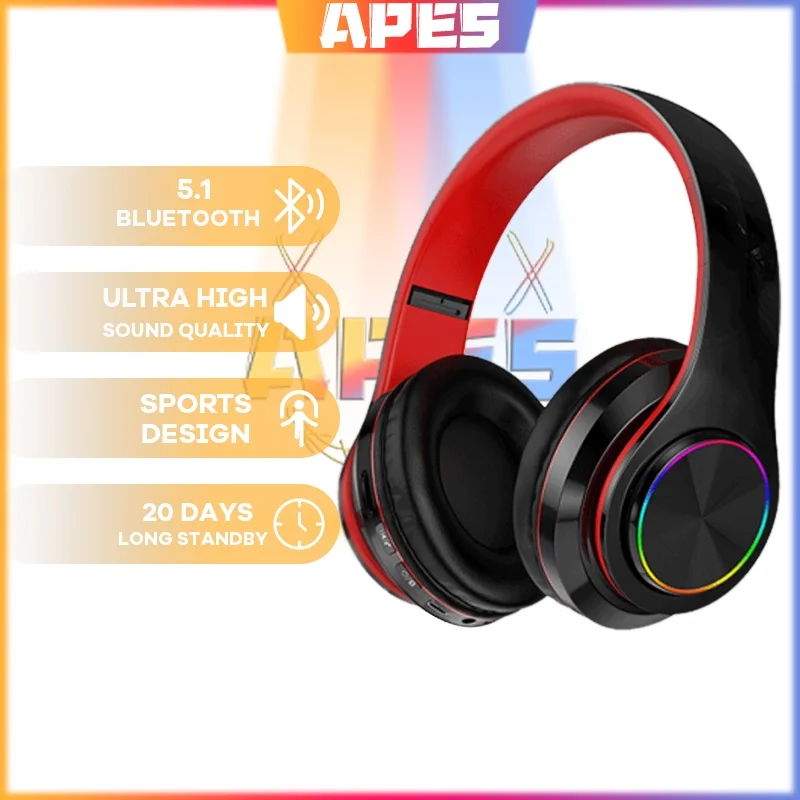 

Wireless Headphone Bluetooth Headset LED Light B39 Super Bass Wireless Headphone Over-Ear Headphone Stereo Sound Headset