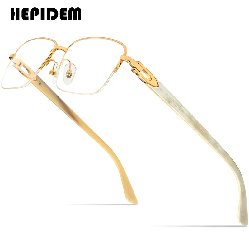 HEPIDEM Buffalo Horn Glasses Frame Men Square Women Prescription Eyeglasses Luxury Optical Buffs Eyewear 0035