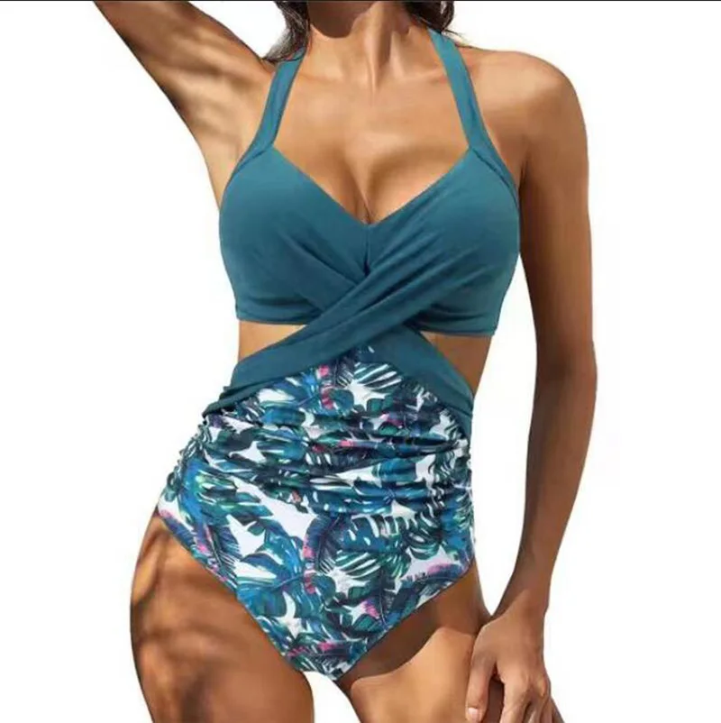 

Цельный женский купальник 2023, купальники с лямкой на шее, монокини на шнуровке, бикини с эффектом пуш-ап, женский летний купальный костюм, женская пляжная одежда