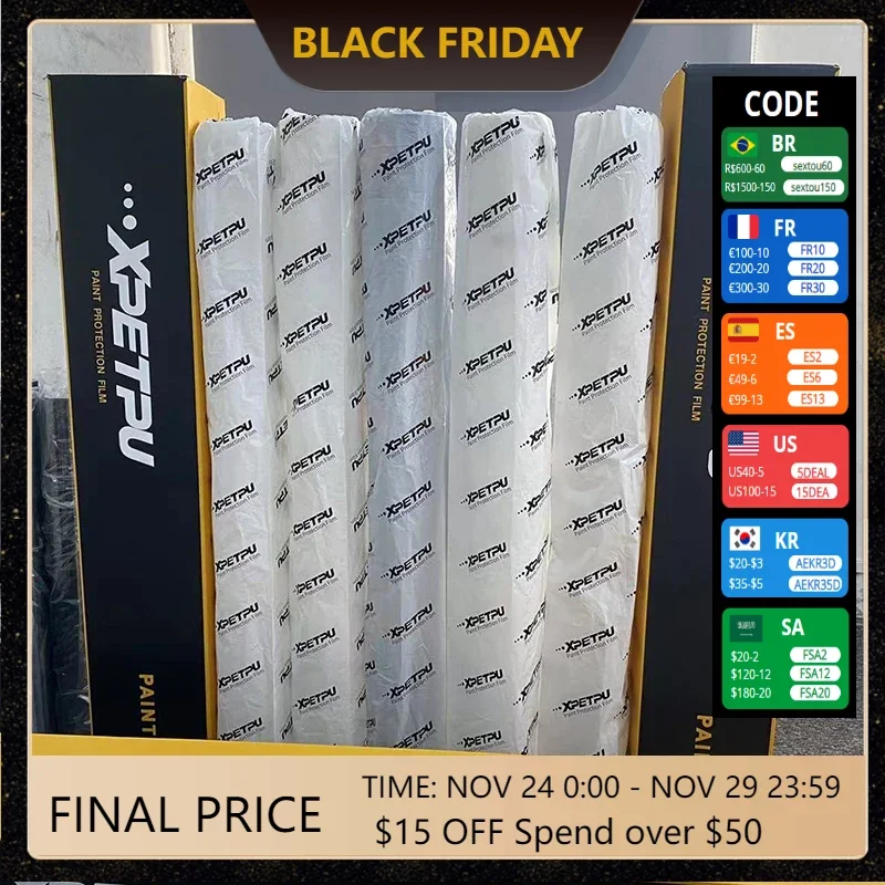 

Глянцевая матовая черная пленка XPETPU 1,52 м * 15 м для защиты от царапин и пожелтения