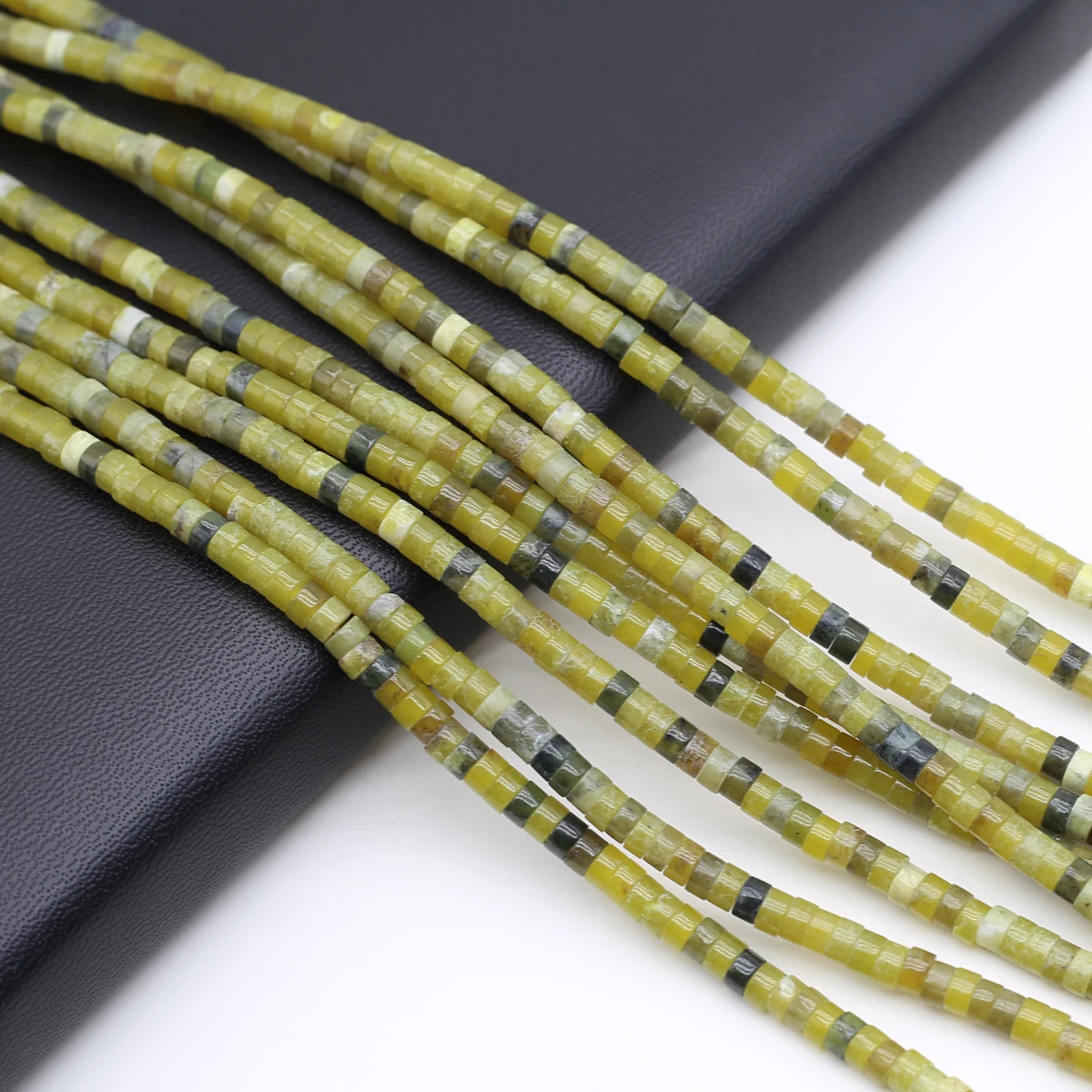 

Faceted Natural Stone Lemon Jade Beads 2x4mm Cylindrical Loose Spacer Beads for Jewelry Making DIY Women Necklace Accessories