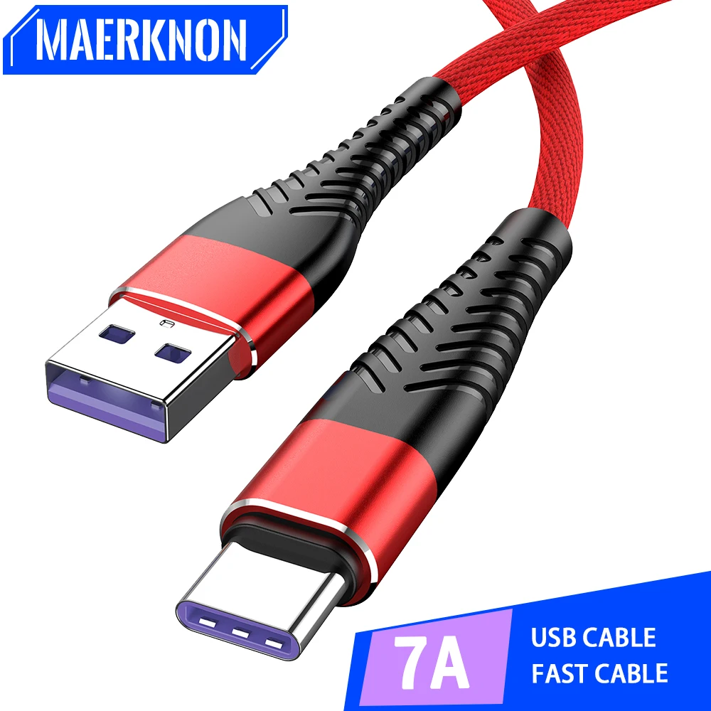 

7A USB Type C Cable Fast Charging Data Cord Wire Quick Charger 3.0 For MacBook Xiaomi Samsung Huawei Oneplus USB C Cables Cord