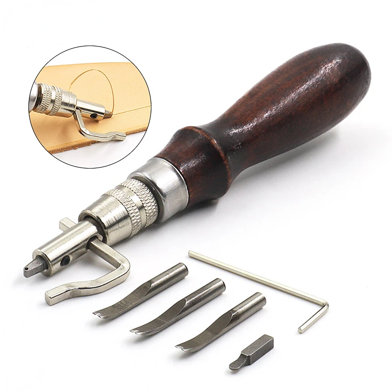 

Leather Craft Edge Press Kit Adjustable Stitching And Groover Crease Crimp Line Slot Leather Stitching Sewing Tools Accessories