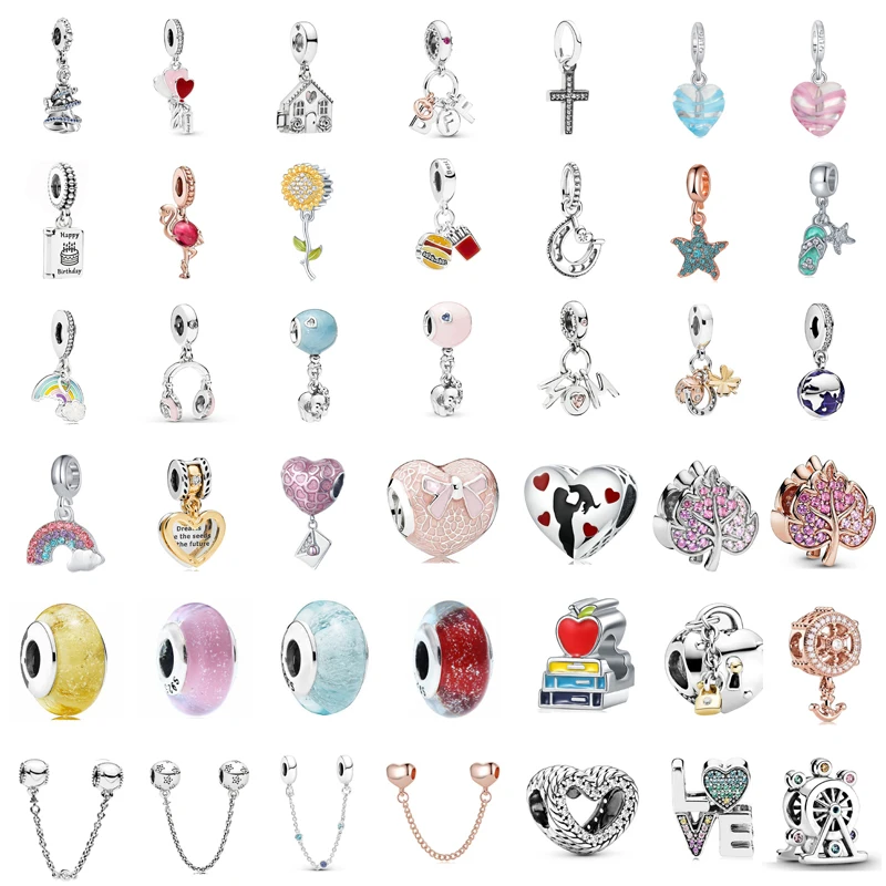 

New Original Beautiful Lovely Leaves Love Pendant Cross Safety Chain Suitable for The Original Pandora Lady Jewelry Gift