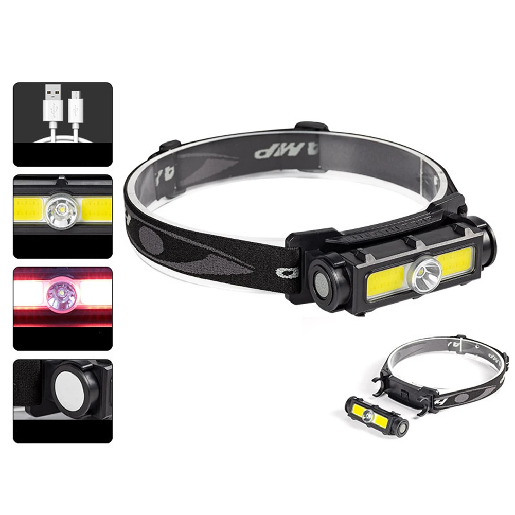 

Durable LED Head Torch COB Head Lamp Head Work Light Headlamp Rechargeable Small Size Waterproof Wider Coverage