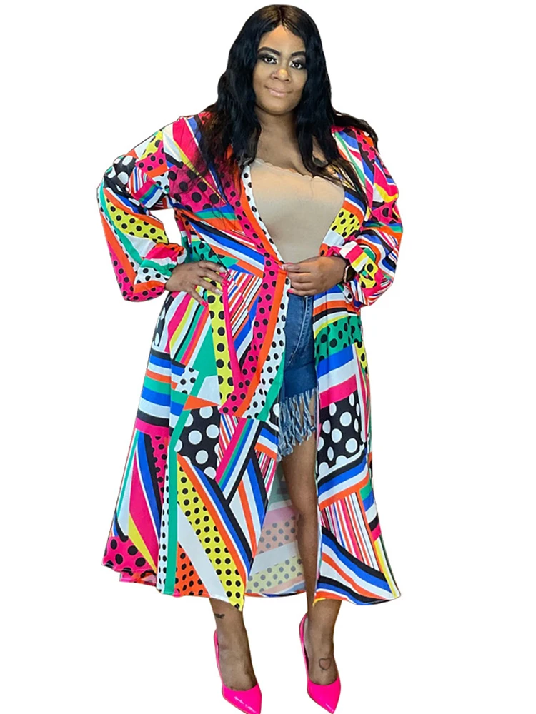 

African Cardigan Dress Jacket Women Mid Calf Length Africa Clothing Spring Autumn New Fashion Print Dashiki African Dress Coats