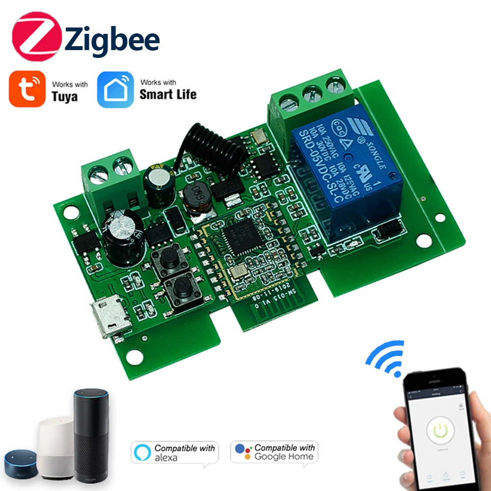 Умный выключатель Zigbee с поддержкой Alexa, USB5V 12V 24V 7-32V 85-250V 110V 10A