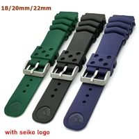silicone watch strap for seiko prospex black monster with logo waterproof rubber sport watch bracelet for men women 18 20mm 22mm