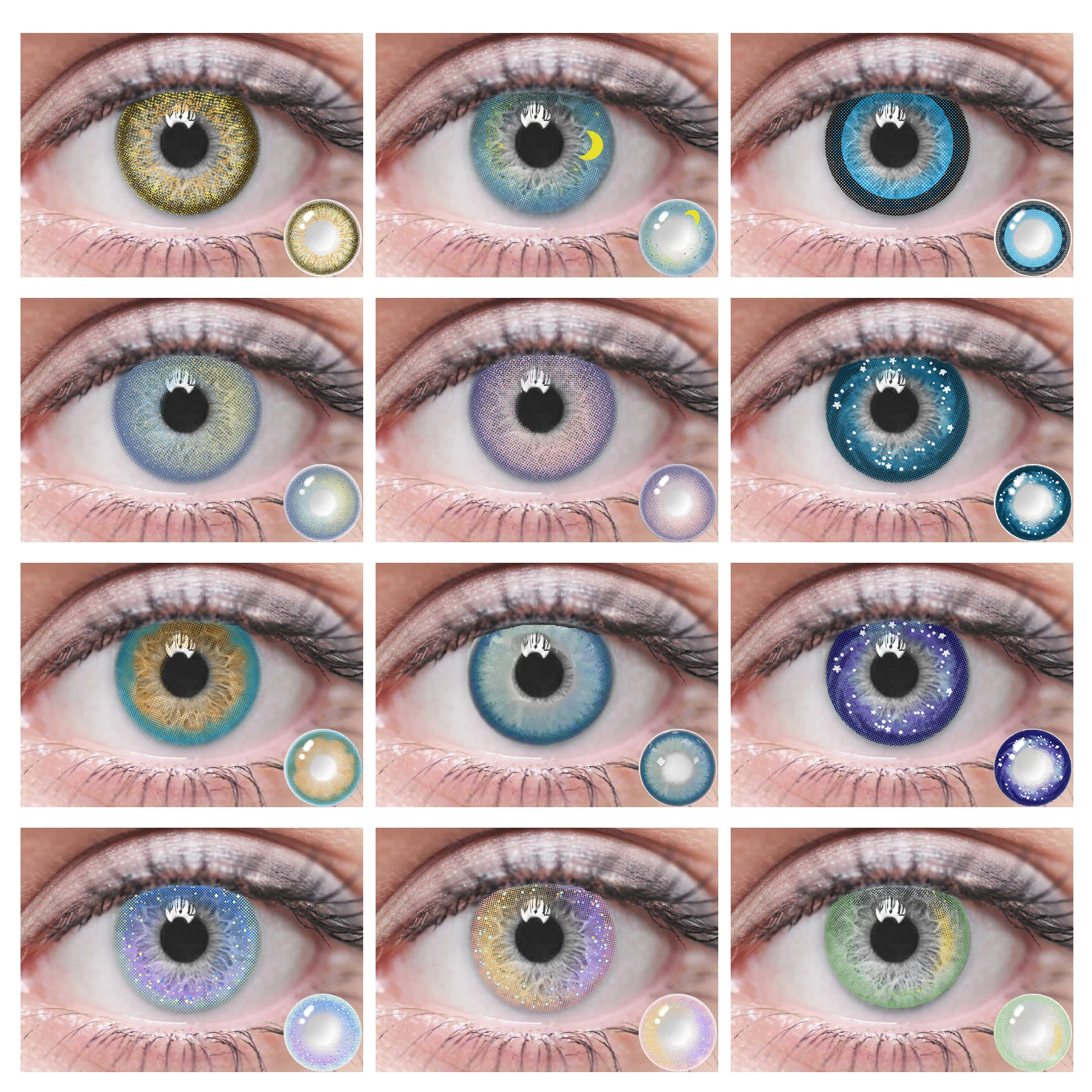 2pcs Coloured Contact Lenses with Graduated for Eyes Change Color Beautiful Pupil Colored Contacts Cosmetic Green and Blue Lens