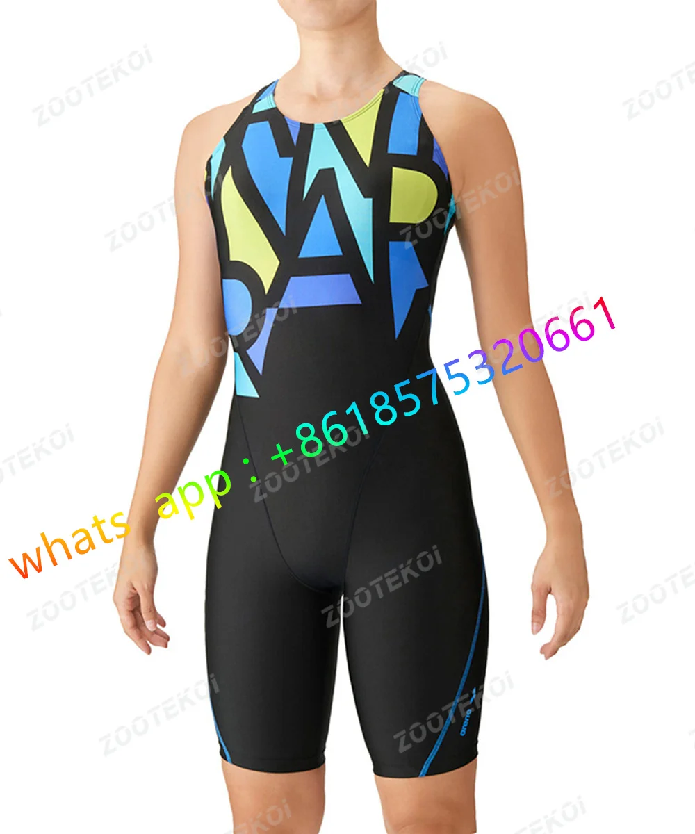 2023 Women One Piece Swimwear Knee Length Swimsuit Bodysuit Swimming Pool Sports Professional Training Comfortable Swimwear