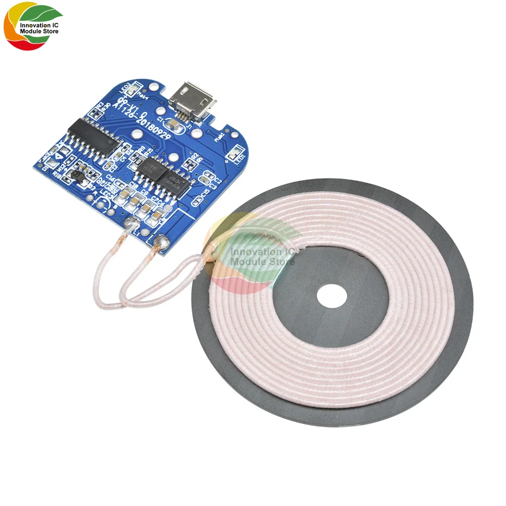 Стандартный беспроводной зарядный передатчик Qi, модуль зарядного устройства для Micro USB, Стандартная плата зарядного устройства постоянного тока 5 В 10 Вт, Электронная «сделай сам»