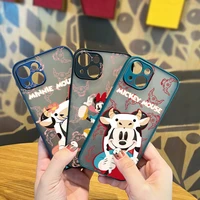 cute disney mickey minnie for apple iphone 13 12 11 mini xs xr x pro max 8 7 p 6 plus frosted translucent soft tpu phone case