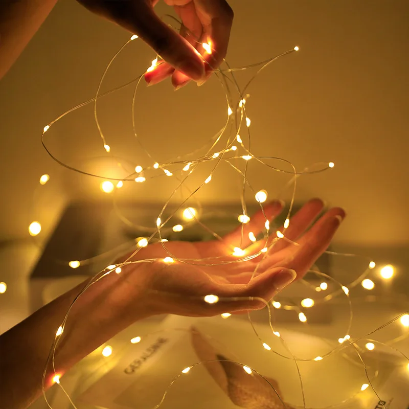 

1M 2M Copper Wire String Lights Square Box Fairy Garland For Christmas Wedding Cake Flower Decoration By Battery