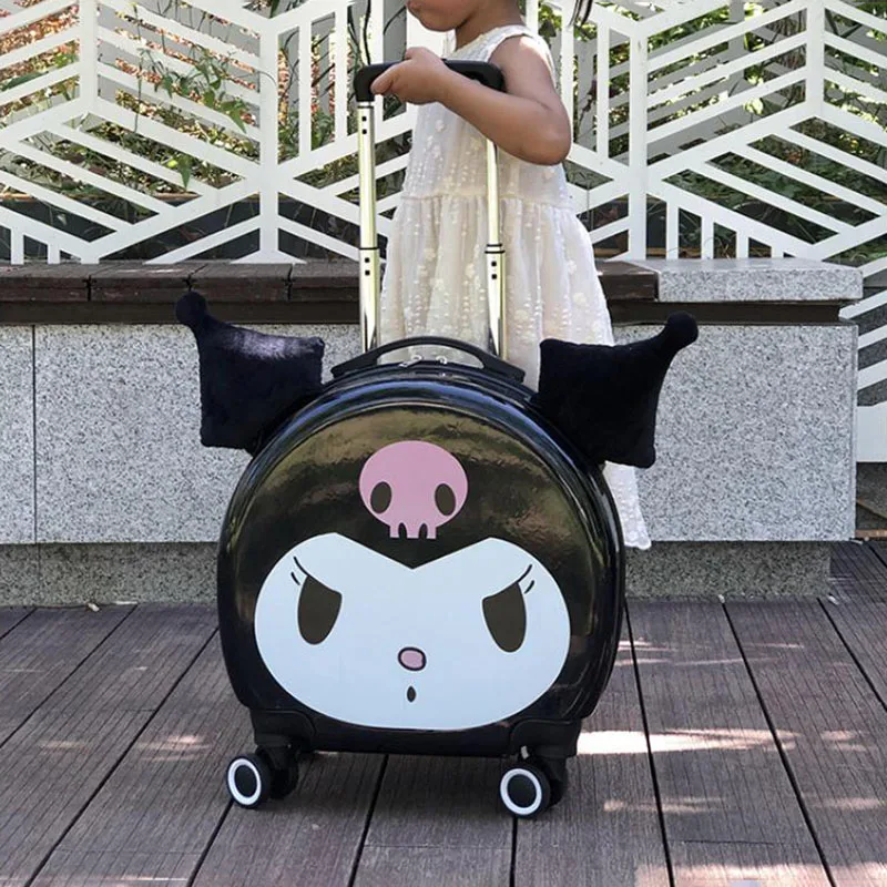 

Sanrio Cinnamoroll Kuromi Internet Celebrity New Children\'s Boarding Case Cartoon Kawaii Universal Wheel Trolley Makeup Case