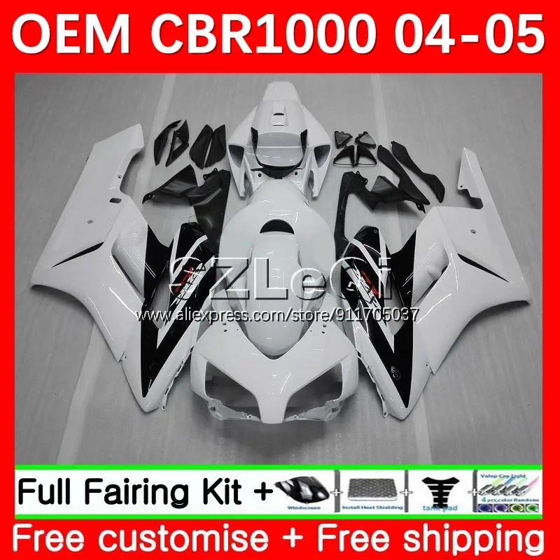 

white black OEM Kit For HONDA CBR-1000 CBR1000 CBR 1000 RR CC 1000RR CBR1000RR 04 05 1000CC 2004 2005 Injection Fairing 49LQ.10