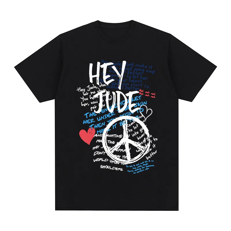 Винтажная Футболка Hey Jude John с надписью Anti-war Peace и Love Хлопковая мужская футболка