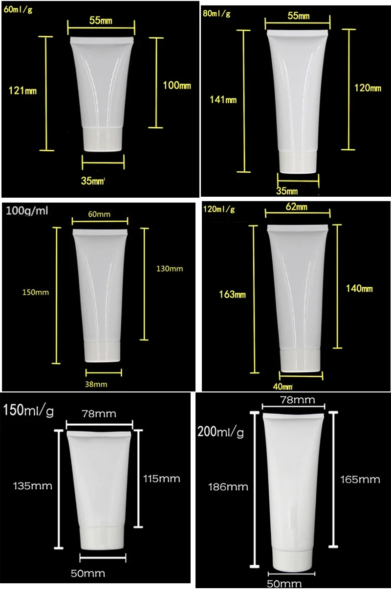 Белая пластиковая Косметическая Мягкая трубка для очищения лица 80 мл 100 120 150 200